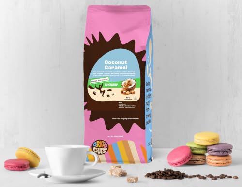 Crazy Cups Decaf Coconut Caramel Ground Coffee 10oz - Flavored Decaf Coffee for Hot & Iced Drinks