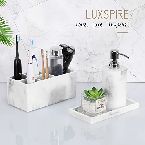 Luxspire Mini White Marble Bathroom Tray - Countertop Organizer