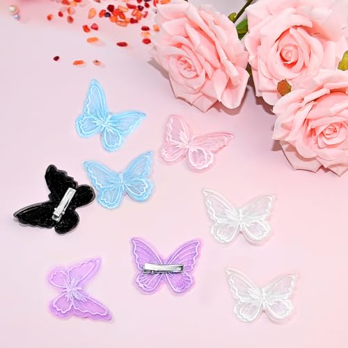 20Pcs Lace Embroidery Butterfly Hair Clips Wedding Bow Pins 5 Colors