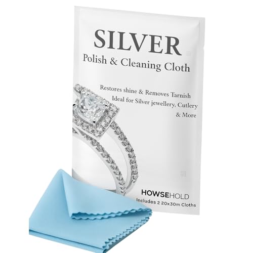 Howsehold Silver Polishing Cloths - Pack of 2 for Jewelry & Metal Care