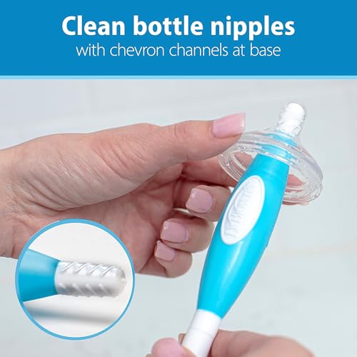 Dr. Brown's Baby Bottle Brush - Blue, 3-Pack with Nipple Cleaner