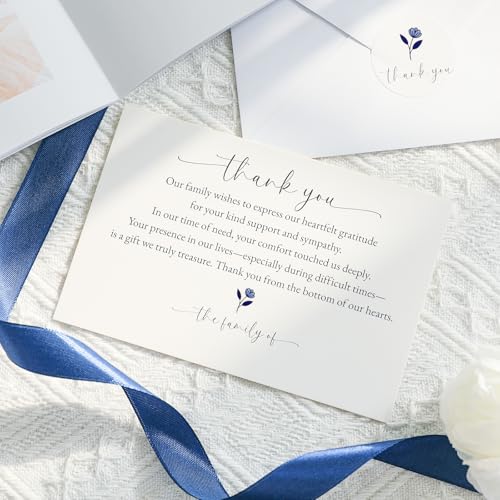 Sympathy Thank You Cards for Funeral - 25 Pack with Envelopes