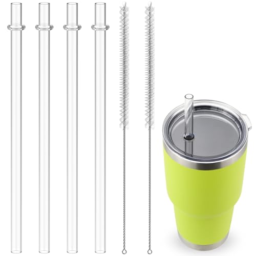 Ullnosoo 9-Inch Reusable Straws Set for YETI Tumblers - 4 Pcs with Cleaning Brushes