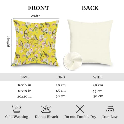 Yellow Chinoiserie Floral Throw Pillow Covers - Set of 2, 18x18