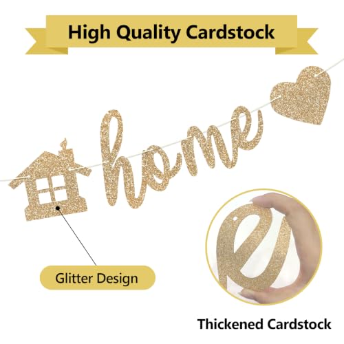 Pre-Strung Welcome Home Banner with Glitter - Champagne Gold