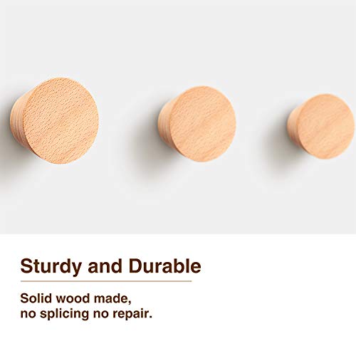 Blulu Yellow Wooden Wall Hooks - 4 Pack Coat Hat Towel Hangers