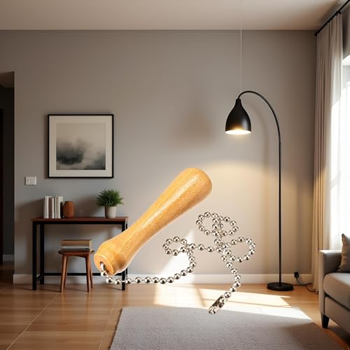 Zhuluck 12-Inch Wood Beaded Ceiling Fan Pull Chain Extension with Brass Connector