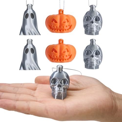 Mostop 6 PCS Halloween Ghost Ornaments Plastic Mini Pumpkin Skull Decor