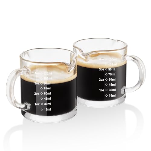 Ackers Espresso Cup Set - 4oz Borosilicate Glass with Handle