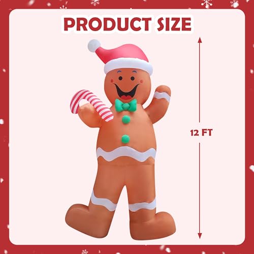 12FT Lighted Inflatable Gingerbread Man Christmas Yard Decor Outdoor Holiday Display