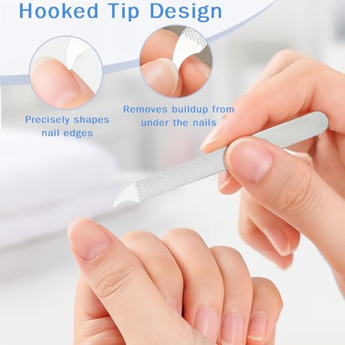 Ceemiaa 15PCS Stainless Steel Nail Files Set - Double-Sided Metal Buffers