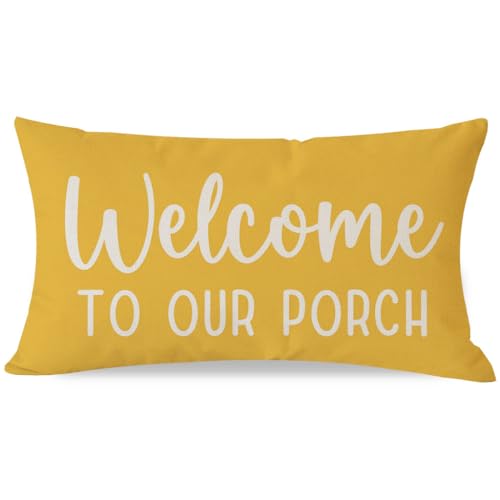 PANDICORN Yellow Farmhouse Throw Pillow Cover 12x20 Inch for Porch