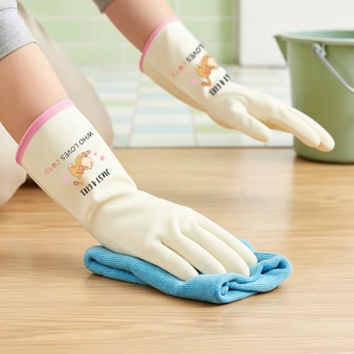 Pink Cat Lover Rubber Cleaning Reusable Gloves - Housewarming Gift