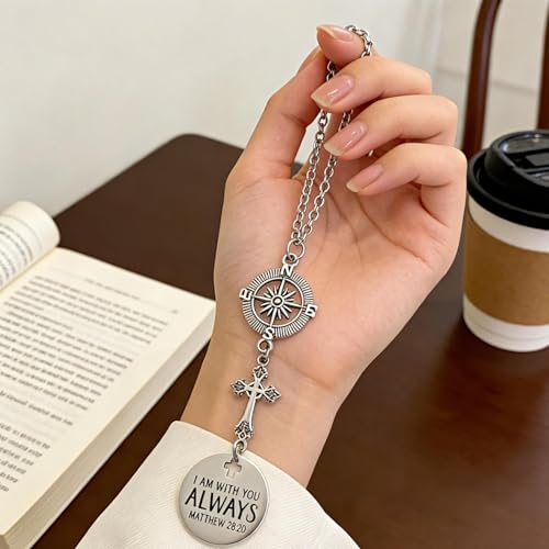 Christian Cross & Compass Car Hanging Ornament with Psalm 91:11