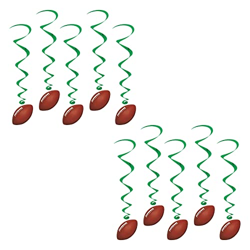Beistle Football Hanging Whirls Decorations - 10 Pack