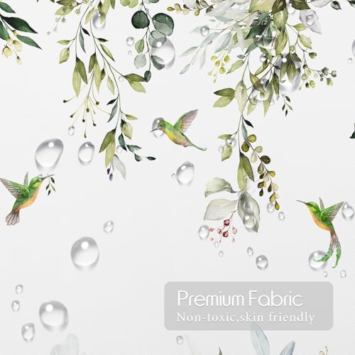 Sage Green Eucalyptus Shower Curtain - 72x72 Inch Floral Hummingbird Print