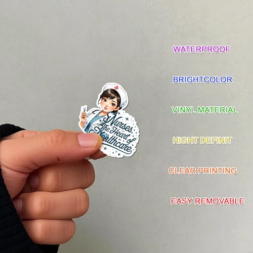 BETANAS 60 PCS Nurse Stickers Waterproof Motivational Medical Decals