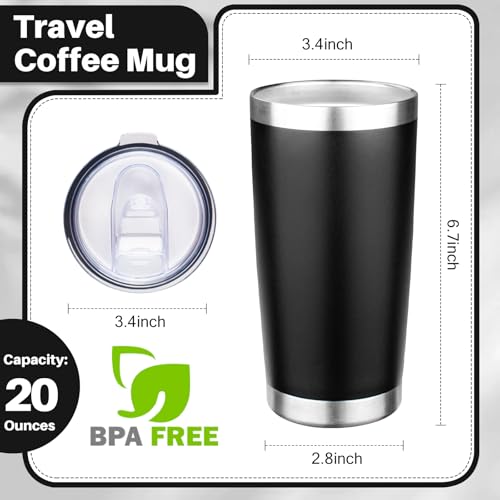 FLIFQI 20oz Stainless Steel Vacuum Insulated Travel Mug - Black