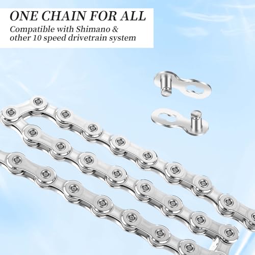5 Pairs Bicycle Missing Link for 10 Speed Chain, Silver, Reusable Bike Chain Master Link for Road Mountain Racing Cycling