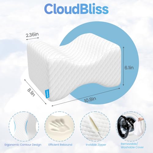 Cooling Gel Knee Pillow for Side Sleepers - Large White Memory Foam