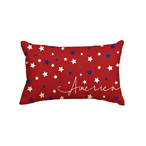 Patriotic Throw Pillow Cover - 12x20 Inch Stars Design for Sofa