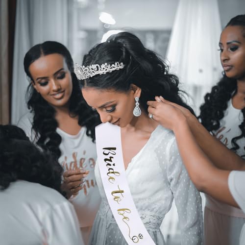 CIEHER Bride Sash & Crystal Crown - Bachelorette Party Favors