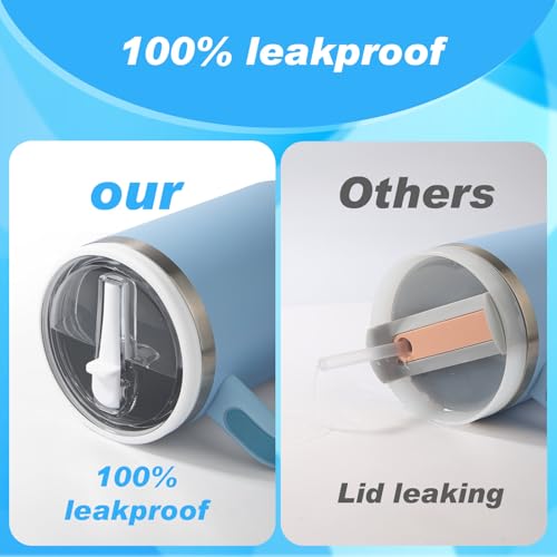 2 Pics 40oz Tumbler Flip Straw Lid For Stanley Quencher H2.0,Leak Proof Cup Top Lids Replacement Reusable Spill Proof No Spill Tumbler Straw Cover for Stanley Cup Accessories(2-pack-white)