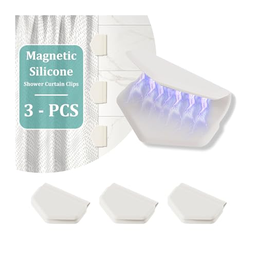 Magnetic Silicone Shower Curtain Clips - 3 Pack, Waterproof & Easy Install