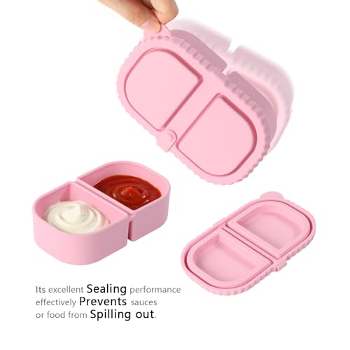 Yrarbil 2-Pack 8oz Silicone Snack Containers - Leakproof Double Compartment (Blue/Green)