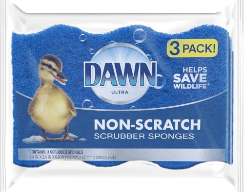 Dawn Non-Scratch Kitchen Dish Sponges 3-Pack - Blue, Reusable & Dishwashing Safe