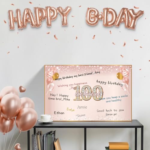 Turypaty Giant 100th Birthday Card - Vintage Pink Gold Design