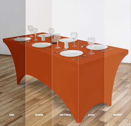 Utopia Kitchen 6ft Spandex Table Cloth - 2 Pack, Orange Stretch Cover