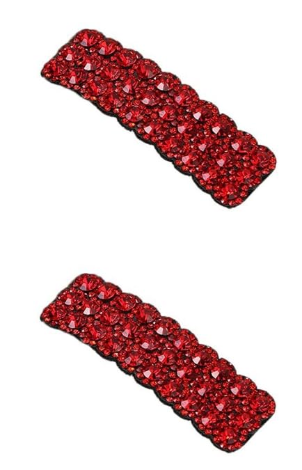 Red Rhinestone Hair Clips Luxury Korean BB Barrettes 2Pcs