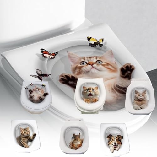 3D Squirrel Toilet Lid Decal - Waterproof Vinyl Bathroom Wall Sticker