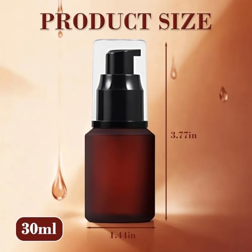 Ericotry 30ml Rose Red Frosted Glass Pump Bottle for Cosmetics and Travel