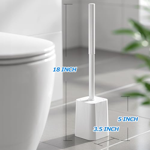 FORASTO Toilet Bowl Brush and Holder Set, 2-Pack White Cleaning System