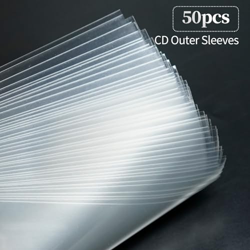 50PCS Clear Plastic CD Outer Sleeves - Anti-Static & Resealable