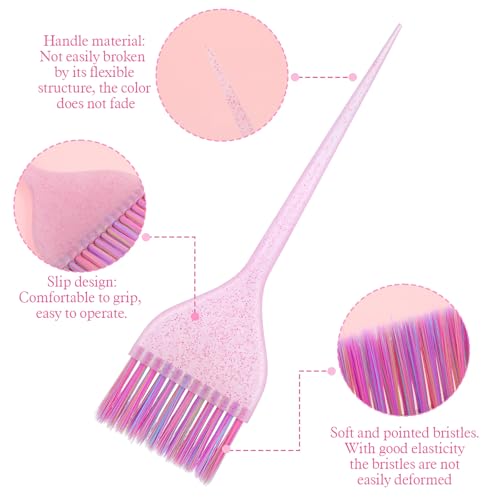 LIQWEI 3Pcs Glitter Hair Dye Brush Set - Professional Hair Coloring Applicator Tools for Salon and Home DIY