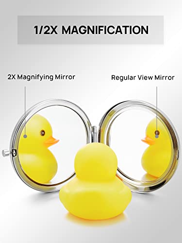 Portable Double-Sided Compact Mirror – 1x/2x Magnification, Silver