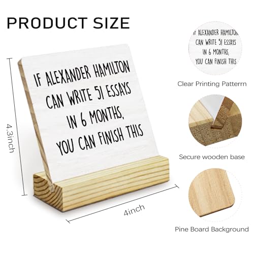 Inspirational Wooden Desk Plaque Sign - 4x4 Inch Motivational Gift