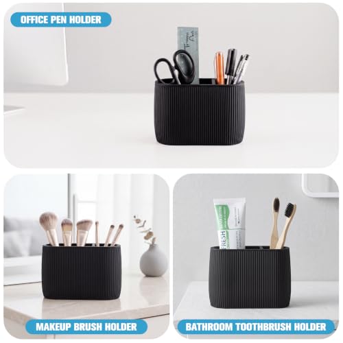 Black Electric Toothbrush Holder with Divider for Bathroom Countertop