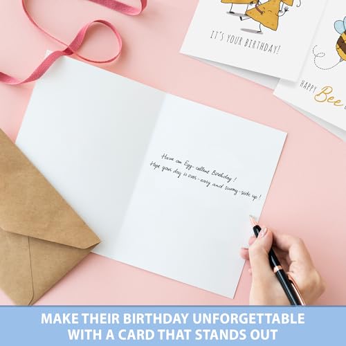 Funny Birthday Cards Bulk Pack - 20 Unique 4x6 Greeting Cards with Envelopes & Stickers