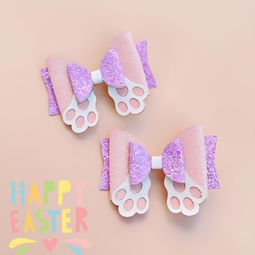 Winthrop 4 Pcs Easter Hair Clips Glitter Rabbit Bow Hair Barrettes for Women and Girls