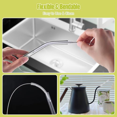 8-Piece Reusable Straw Cleaner Brush Set - 12 Inch Long