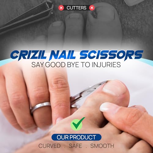 Crizil Stainless Steel Curved Nail Scissors for Manicure and Pedicure