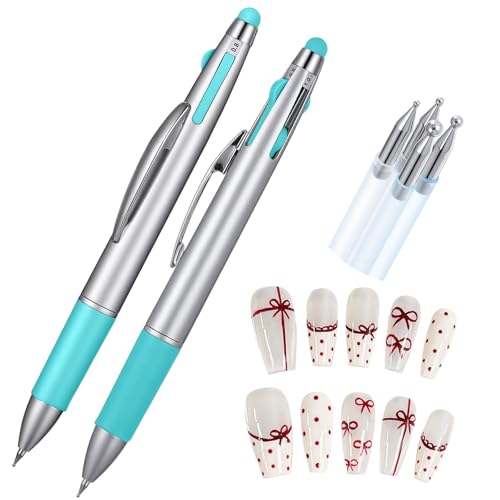 Dopenspi 5-in-1 Nail Dotting Pen & Silicone Tool - 2PCS Green