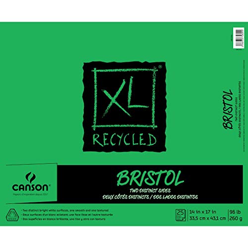 Canson XL Recycled Bristol Pad 14x17 Fold-Over Cover 25 Sheets - Vellum & Smooth Dual-Sided