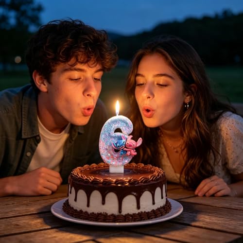 Cute Number 6 Birthday Candle - Cartoon Character Cake Topper
