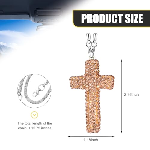 Gold Cross Car Hanging Ornament with Rhinestones - Faith Pendant
