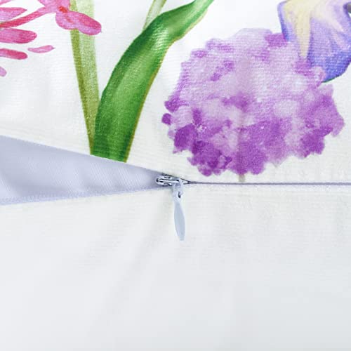 Bonhause Floral Throw Pillow Covers Set of 4, 18x18 Inch Velvet Cushion Cases for Home Decor
